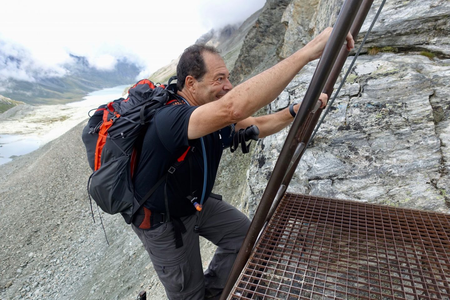 climbing ladders on mont blanc to matterhorn trek